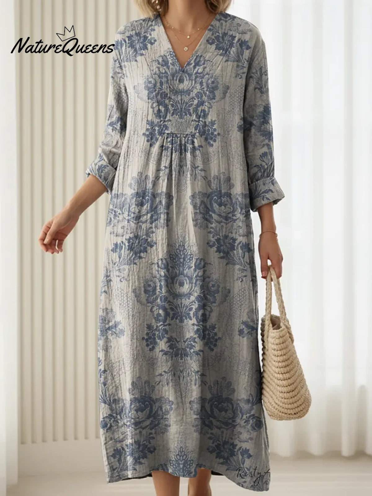 Women's Artistic Flowers Pattern Print Dress