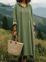 Casual Hooded Irregular Hem Dress