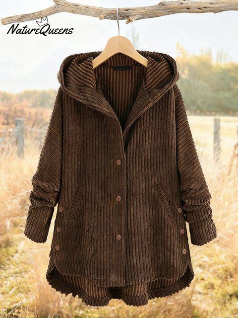 Women's Corduroy Hooded Casual Jacket