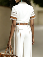 Elegant Artistic Striped Wide-leg Pants