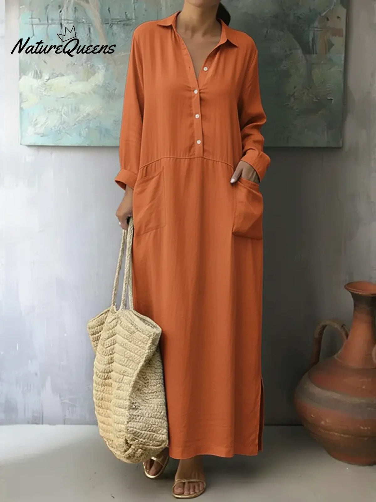 Women's Loose-fitting Casual Linen And Cotton Dress