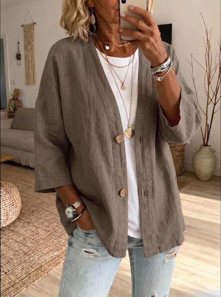 Casual Linen And Cotton Cardigan