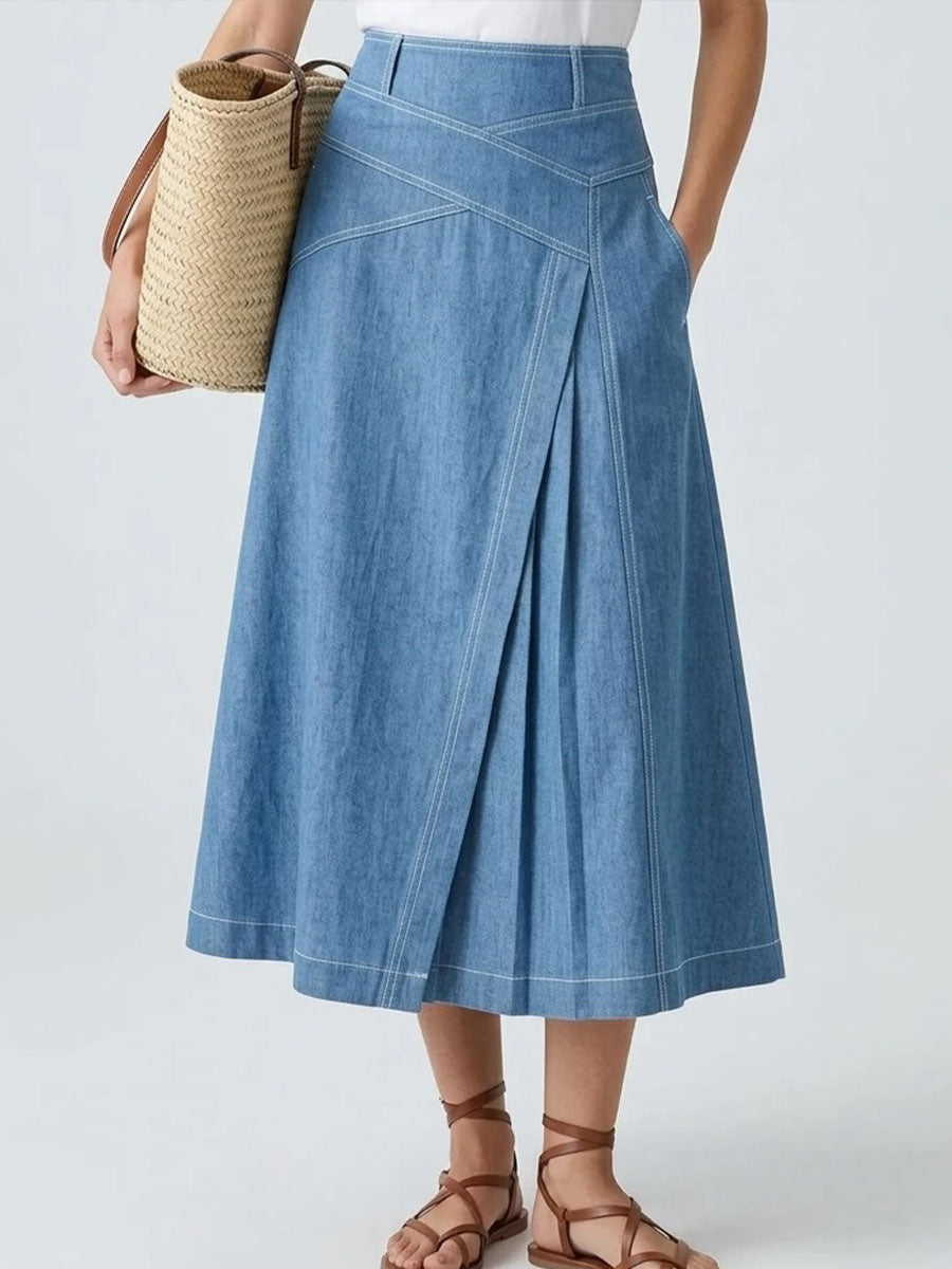 Women's High-waisted Loose-fit A-line Denim Skirt