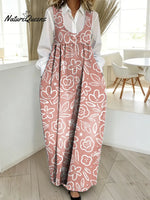 Women's Floral Pattern Art Print Casual Cotton Denim Dress