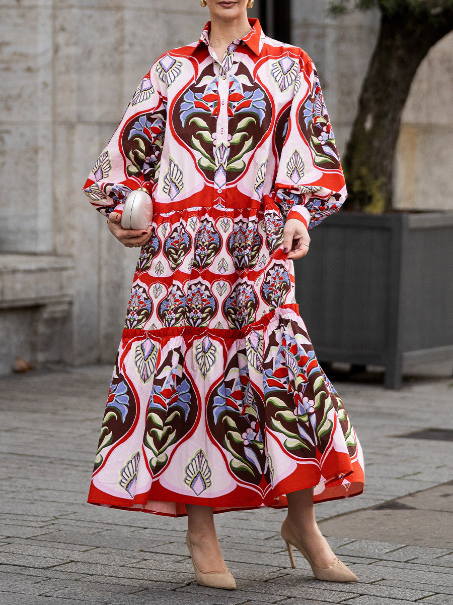 Red Printed Cotton Dress