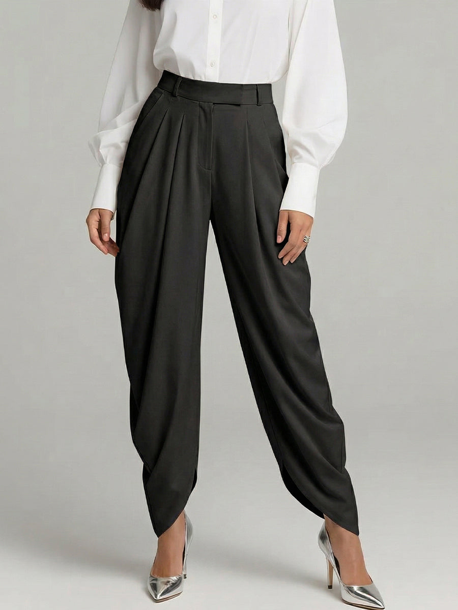 Women's Irregular-hem Draping And Pleats Linen Cotton Pants