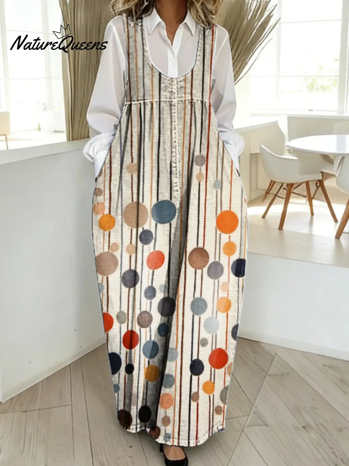 Women's Abstract Pattern Art Print Casual Cotton Denim Dress