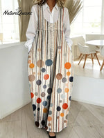 Women's Abstract Pattern Art Print Casual Cotton Denim Dress