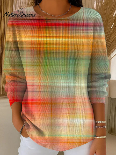 Women's Gradient Color Art Print Casual Pullover Sweater