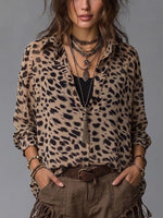 Comfortable & Casual Faux Two-piece Leopard Print Shirt
