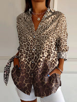 Women's Gradient Leopard Print Casual Shirt