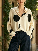 Women's Polka Dot Long-Sleeve Shirt – Relaxed-Fit Casual Blouse