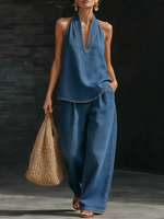 Cozy Minimalist Two-piece Denim Set