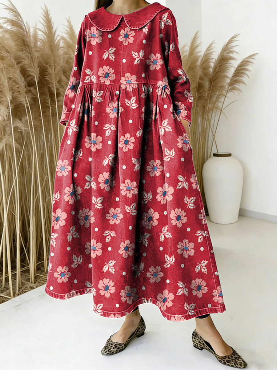 Women's Flowers Floral Pattern Art Print Casual Denim Dress