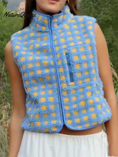 Women's Waffle Fleece Casual Sleeveless Vest