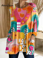 Women's Abstract Pattern Art Print Casual Cotton T-shirt