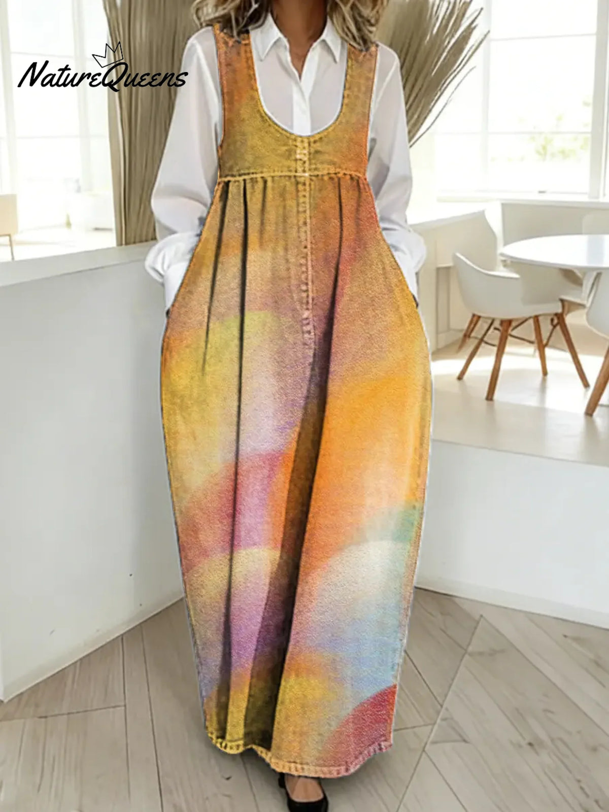 Women's Art Print Casual Cotton Denim Dress