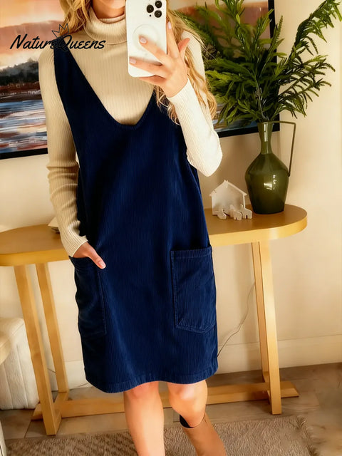 Women's Comfortable Corduroy Cotton Vest Dress
