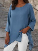 Casual Loose-fitting Denim Cotton Top