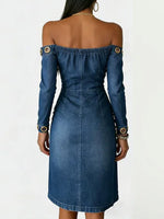 Women's Strapless Long-sleeved Casual Slim-fit Denim Dress