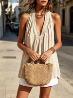 Women's Solid Color Art Casual Stylish Sleeveless Cotton Linen Shirt