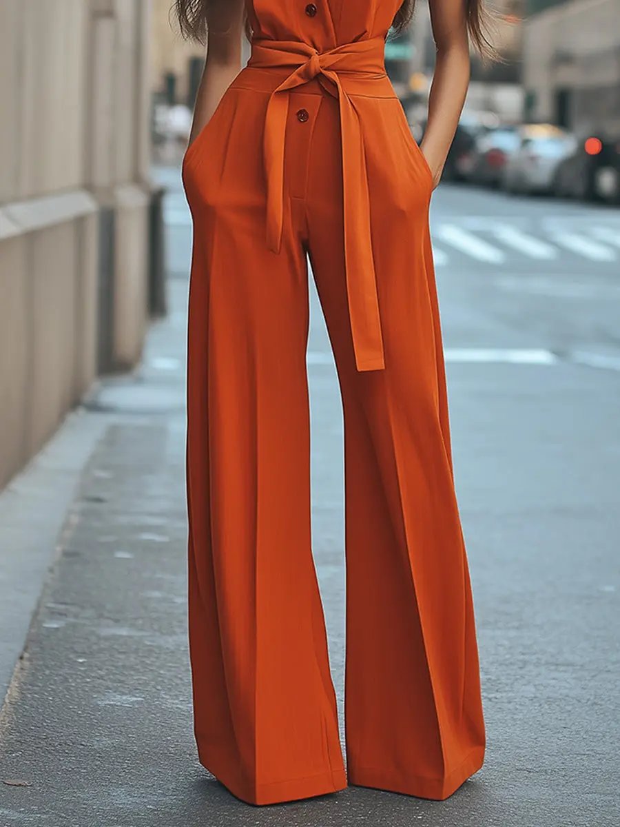 Chic Sleeveless Orange Summer Staple - Jumpsuit