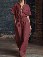 Drawstring Waist Jumpsuit - Comfortable For Everyday Wear