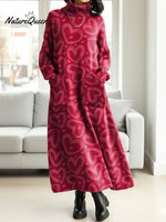 Women's Heart-shaped Print Valentine's Day Casual Cotton Knitted Dress