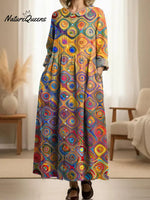Women's Abstract Pattern Art Print Casual Cotton Dress