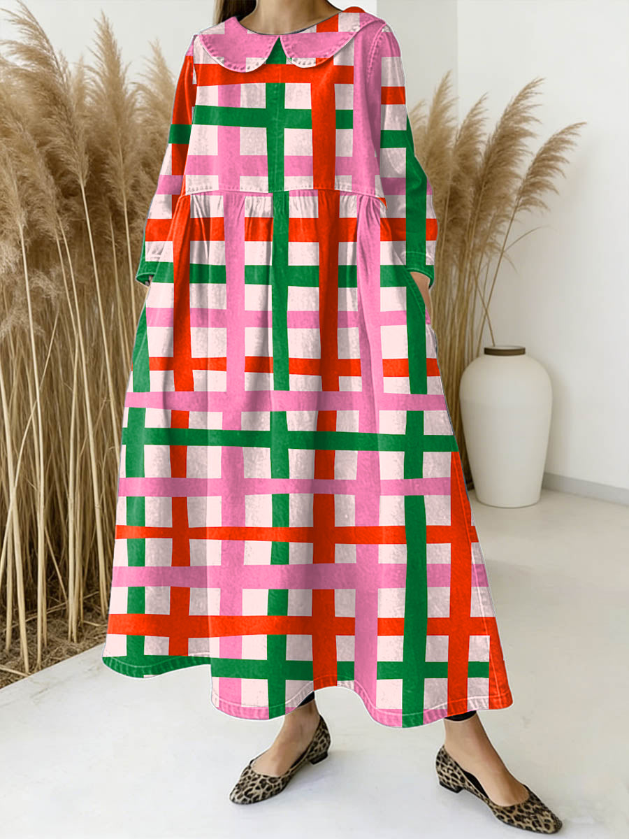 Women's Valentine's DayPlaid Art Print Casual Denim Dress