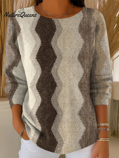 Women's Retro Stripes Casual Pullover Sweater