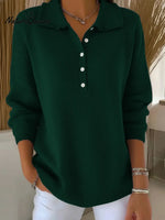 Women's Solid Color Peter Pan Collar Long Sleeve Casual Loose Knit Sweater