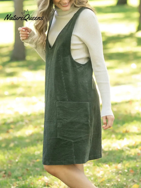 Women's Comfortable Corduroy Cotton Vest Dress