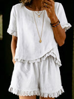 Retro Lace Loose Cotton-linen Two-piece Set