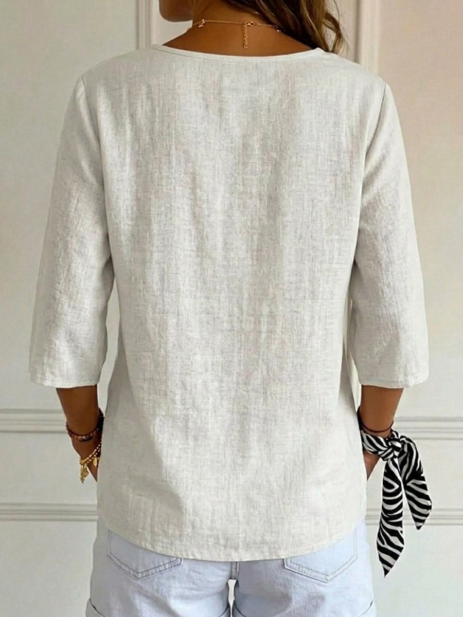 Women's Ethnic Pattern Art Print Casual Cotton Linen Shirt