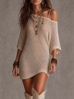 Women's Sexy Off-shoulder Fishnet Strappy Dress