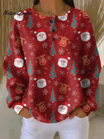 Women's Cute Christmas Print Casual Cotton Shirt