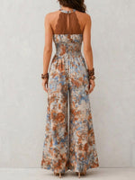 Women's Floral Art Print Casual Stylish Elegant Jumpsuit