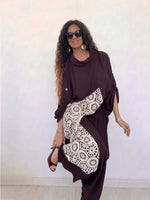 Women's Two-piece Set: Linen-blend Crew-neck Top And Wide-leg Pants With Lace-panel Detail – Casual Outfit
