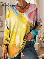 Women's Lovely Floral Flowers Pattern Art Print V-neck Casual Cotton T-shirt