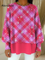 Women's Plaid Pattern Art Print Casual Knitted Sweater
