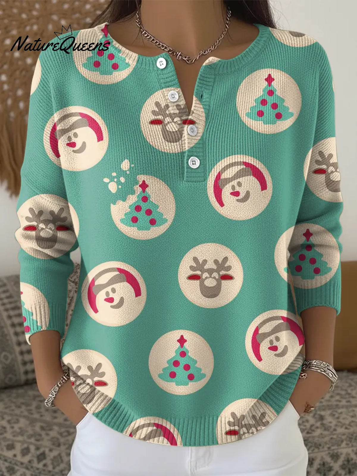 Women's Little Christmas Pattern Casual Printed Sweater