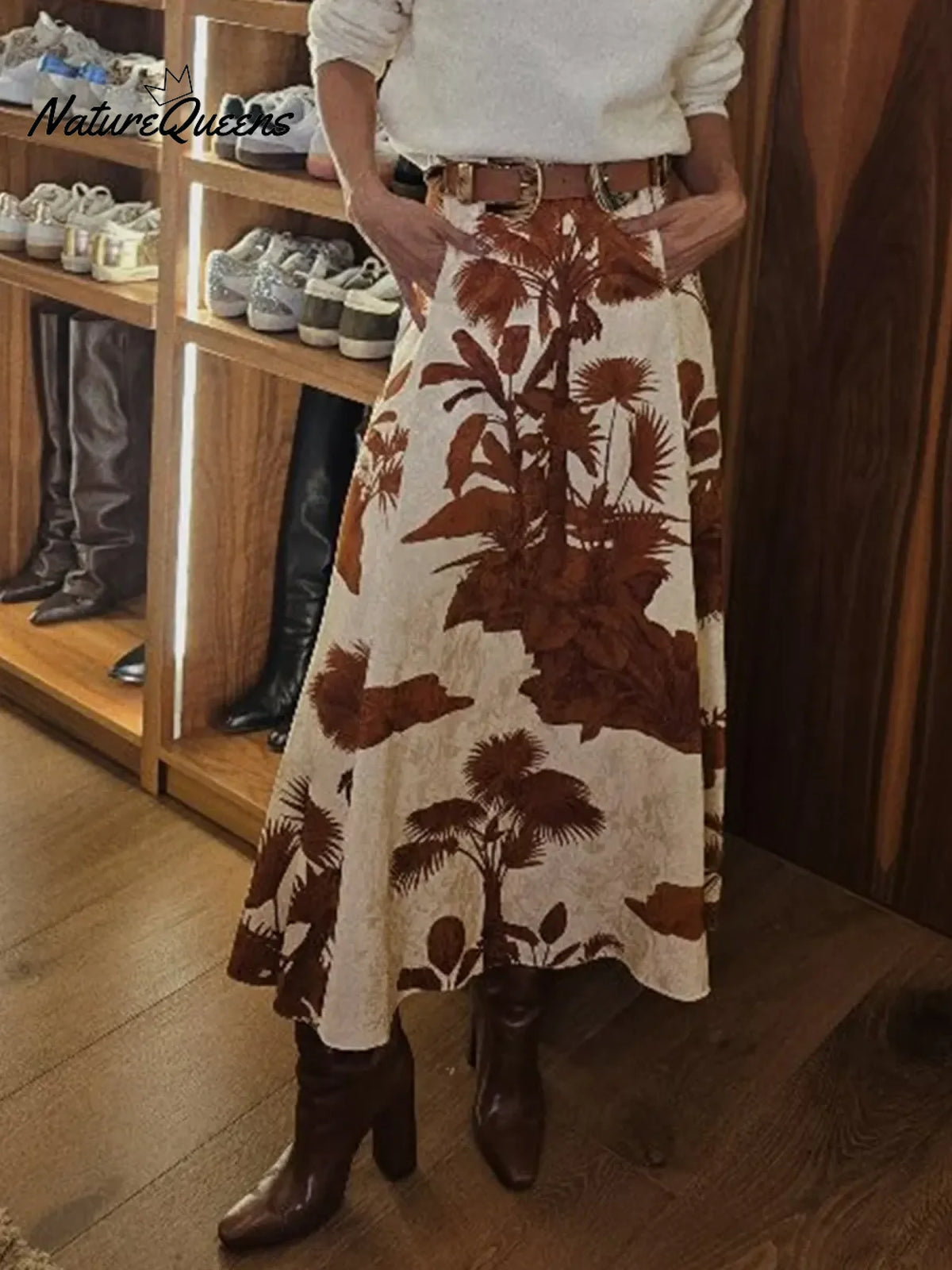 Women's Tropical Plant Print Sleeveless Vacation Dress