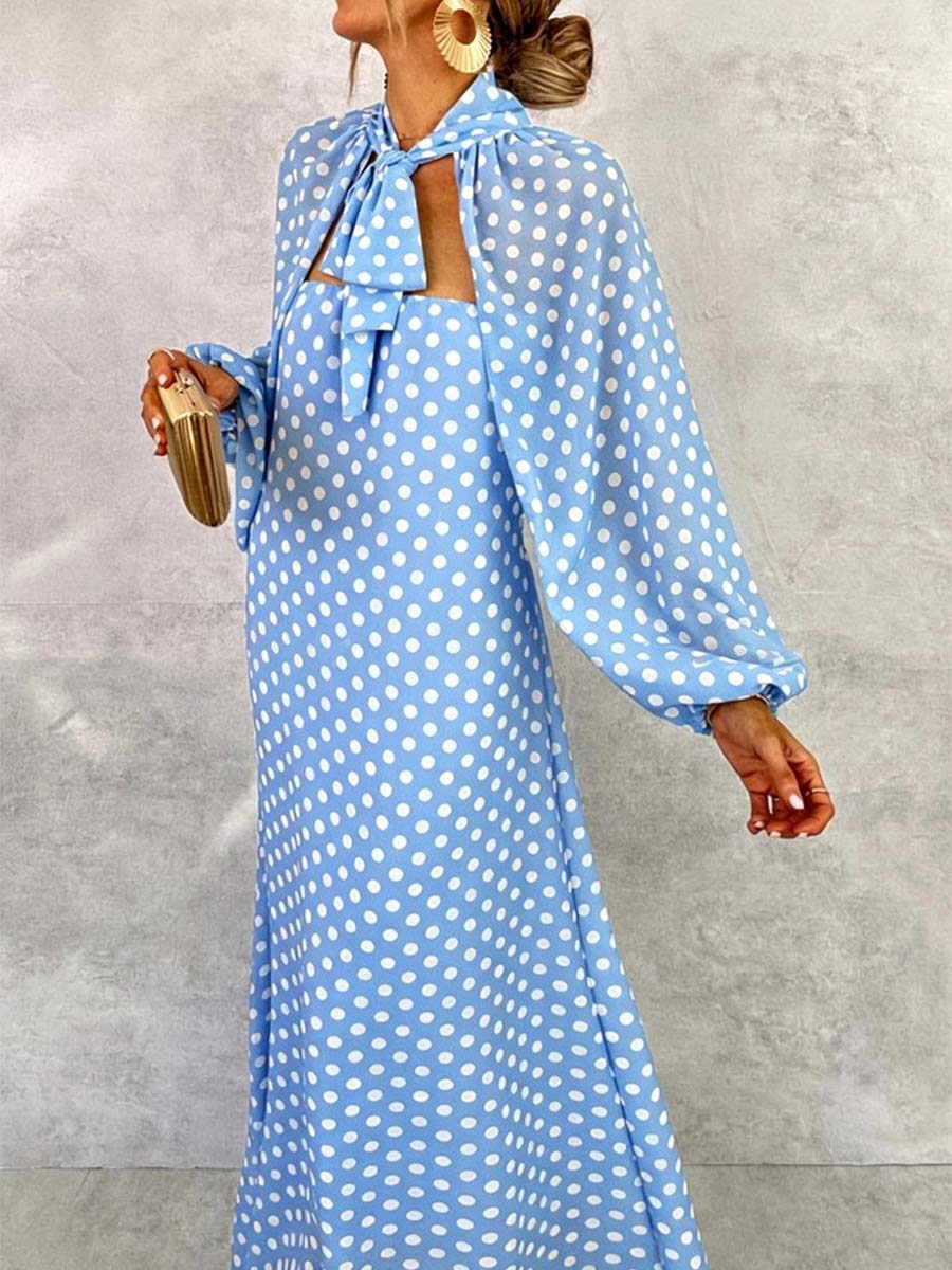 Women's Polka Dot Art Casual Comfortable Dress And Shawl
