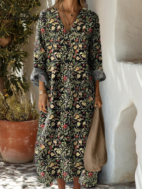 Women's Floral Art Print Casual Cotton Dress