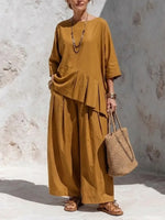 Women's Casual Irregular Top Design Relaxed Cotton-linen Set