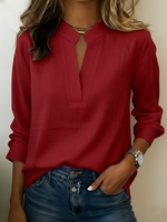 Minimalist V-neck Cotton Shirt Top