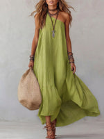 Casual Off-shoulder Striped Loose Maxi Dress
