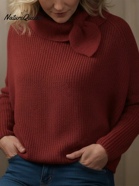 Retro Scarf Collar Tie Bow Loose Sweater