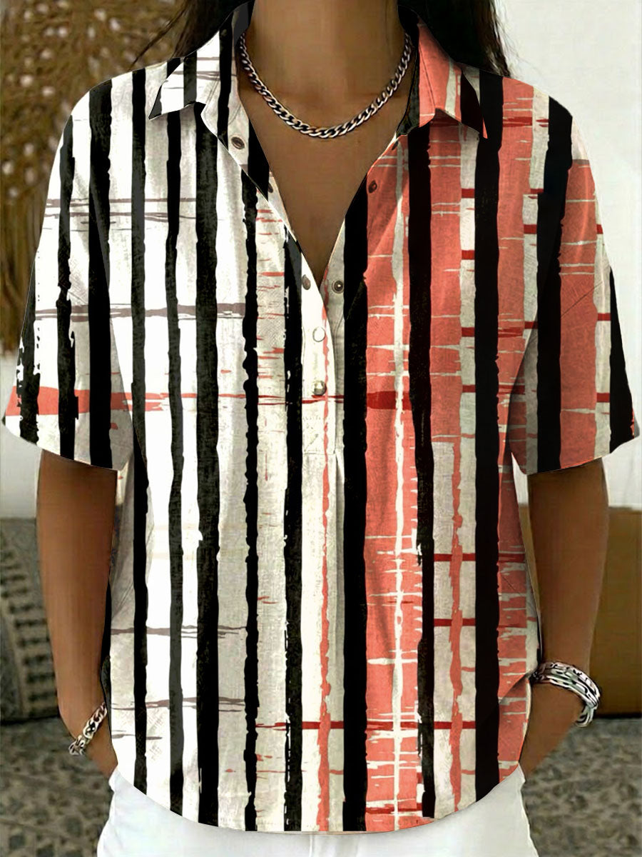 Women's Retro Striped Print Casual Shirt